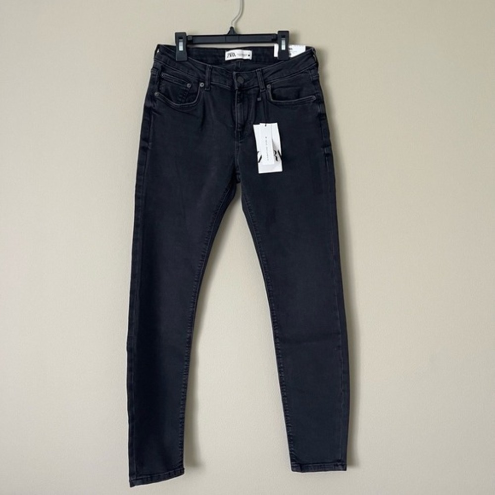 ZARA Jeans NWT US 10 Black Jeans Skinny Fit 5 Pocket Design Modern‎ Denim